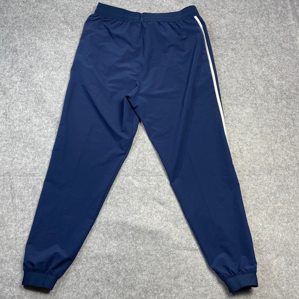 Adidas Mens Pants 2XLT Navy Blue Polyester Track Zip Sweatpants Stripe Joggers - Picture 3 of 12